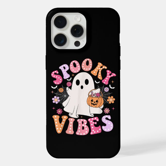 Coque iPhone Vibrations Effrayantes Fantôme Rétro Groovy Hallow (Verso)