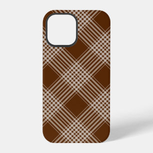 Coque iPhone 12 Pro Vichy-carreaux-écossais-marron-diagonal