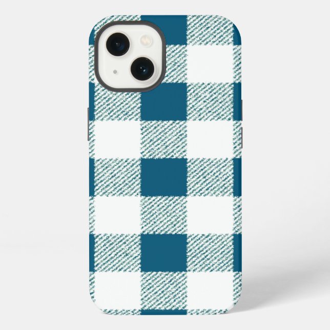 Coque iPhone Vichy vert bleuâtre (Verso)