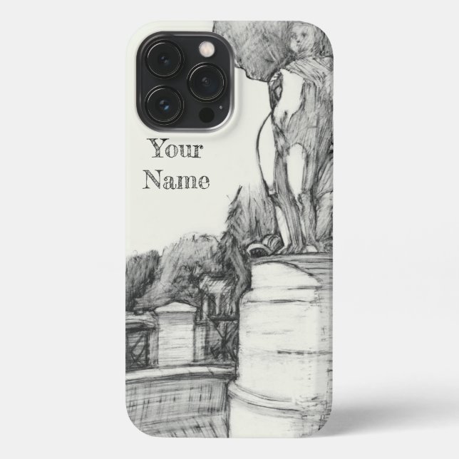 Coque iPhone Vieille fontaine dans le parc avec garçon sculpté (Verso)