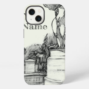 Etui iPhone 13 Vieille fontaine dans le parc avec garçon sculpté