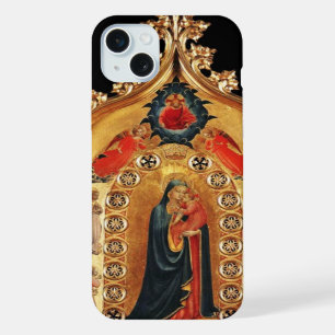 COQUE iPhone 15 PLUS VIERGE À L'ENFANT ET ANGES OR ICÔNE D'ART SACRÉ