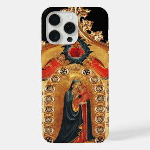 COQUE iPhone 15 PRO MAX VIERGE À L'ENFANT ET AUX ANGES OR ICÔNE D'ART SACR