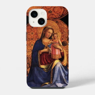 Coque Pour iPhone 14 VIERGE AVEC ENFANT ET SAINTS, bleu noir