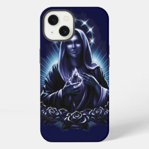 Etui iPhone 13 Vierge Marie fleur violette