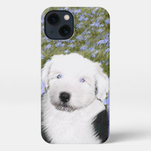 Etui iPhone 13 Vieux anglais Sheepdog Puppy Peinture - Chien Art