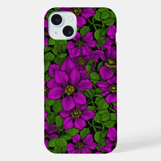 Coque iPhone Vigne de clématite rose (Verso)