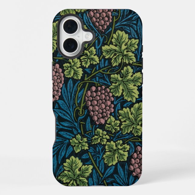 Coque iPhone Vignes avec grappes de raisins roses (Verso)