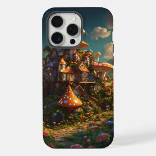 Coque iPhone 15 Pro Max Village de champignons psychédéliques – Rendu 3D c