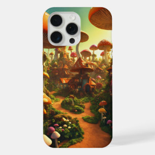 Coque iPhone 15 Pro Max Village de champignons psychédéliques – Rendu 3D c