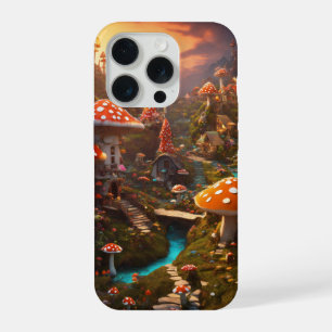 Coque iPhone 15 Pro Village de champignons psychédéliques – Rendu 3D c