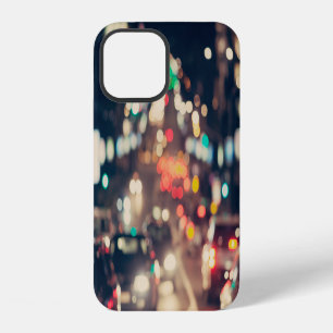 Coque iPhone 12 Ville de nuit : Lumières floues rétro.