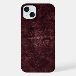 Coque iPhone 15 Plus Vin Velvety Damask Glam Grunge de Bordeaux Sangr