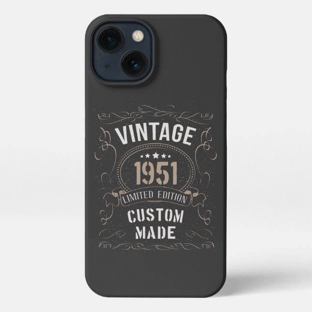 Coque iPhone Vintage 1951 Limited Edition Personnalisé (Verso)