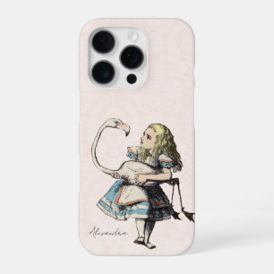 Coque iPhone 16 Pro Vintage Alice Au Pays Des Merveilles Flamant rose
