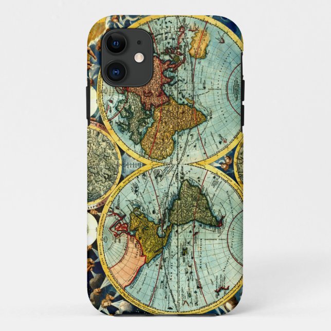Coque iphone vintage antique d'art de globe de (Dos)