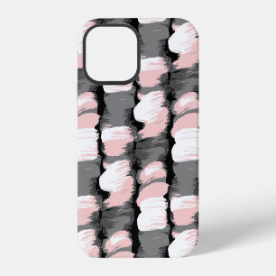 Coque iPhone 12 Vintage brosse, décoration dans les tons gris-rose