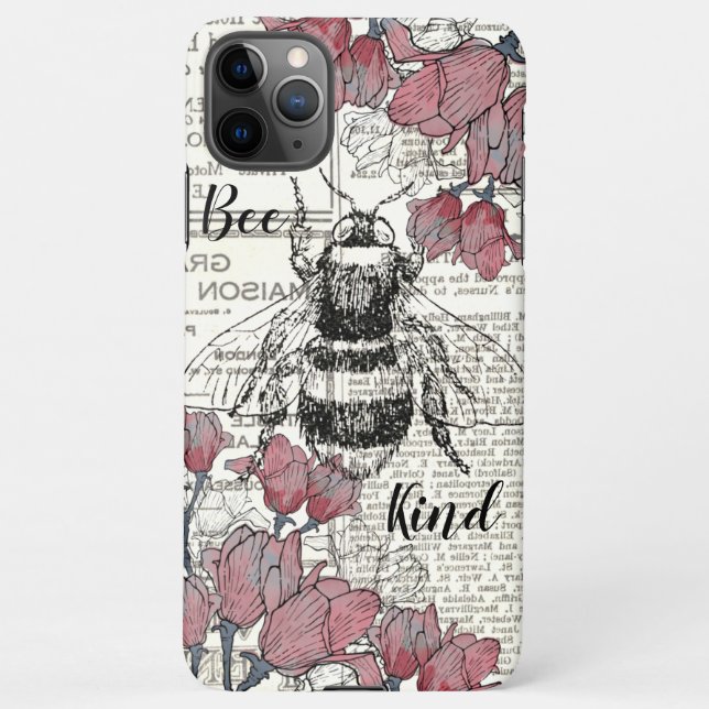 Coque iPhone Vintage Bumble Bee rose Floral (Dos)