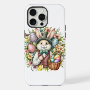Coque iPhone 15 Pro Max Vintage/Classique Mignonne lapin de Pâques