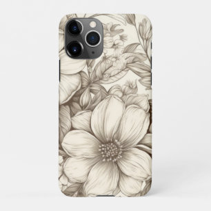 Coque iPhone 11Pro Vintage Floral Sepia Motif (13)