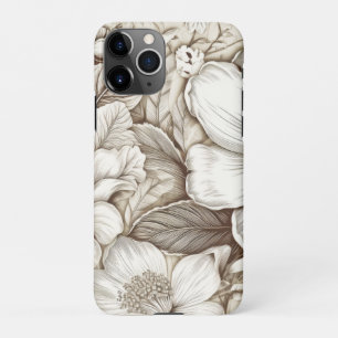 Coque iPhone 11Pro Vintage Floral Sepia Motif (15)