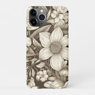 Coque iPhone 11Pro Vintage Floral Sepia Motif (7)