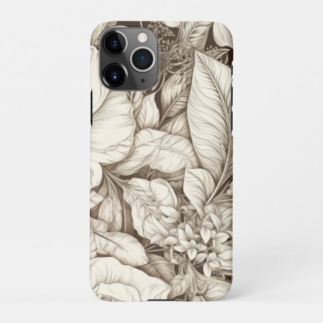 Coque iPhone Vintage Floral Sepia Motif (9) (Dos)