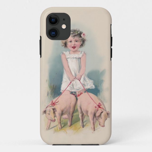 Coque iphone vintage mignon - jeunes porcs de (Dos)