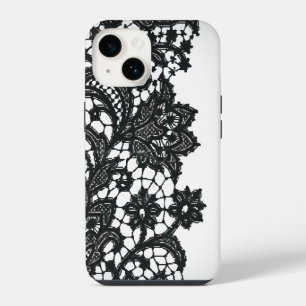 Coque Pour iPhone 14 Vintage noirDentelle blanche Paris mode iPhone5coq