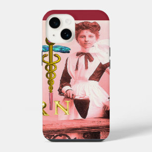 Coque Pour iPhone 14 VINTAGE NURSE et Gold Caduceus
