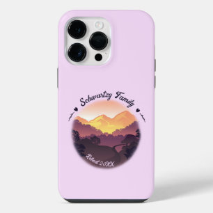Coque Pour Pour iPhone 14 Pro Max Vintage Purple Jaune Farmhouse Mountain Sunset