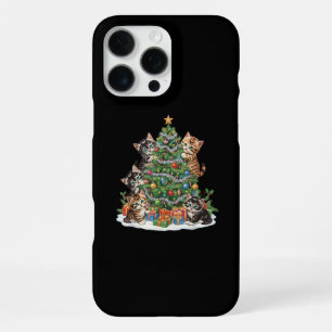 Coque iPhone 16 Pro Max Vintage Rétro Années 90 Chat Arbre de Noël Amoureu