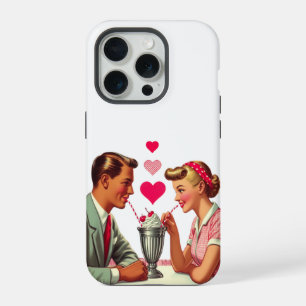 Coque iPhone 15 Pro Vintage/retro Saint-Valentin de magasin de malt de
