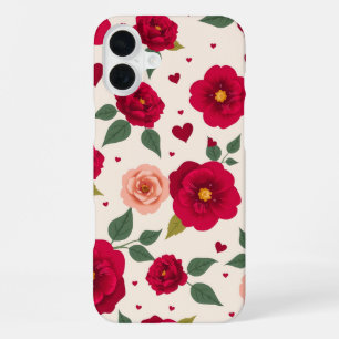 Coque iPhone 16 Plus Vintage Roses and Hearts iPhone Case