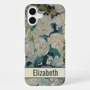 Coque iPhone 16 Plus Vintage Van Gogh Roses Blanches Florales avec Nom