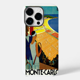 Coque Pour iPhone 14 Pro Vintage voyage, Tennis, Sports, Monte Carlo Monaco