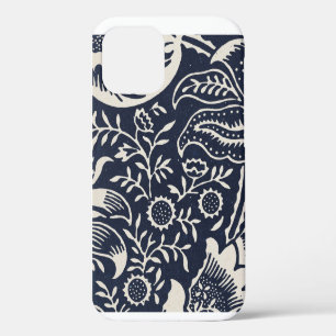 Coque iPhone 12 Vintage William Morris floral noir et blanc