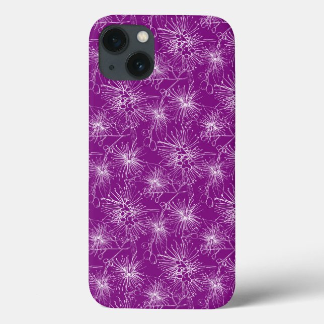 Coque iphone violet à fleurs de cerise de brosse (Verso)