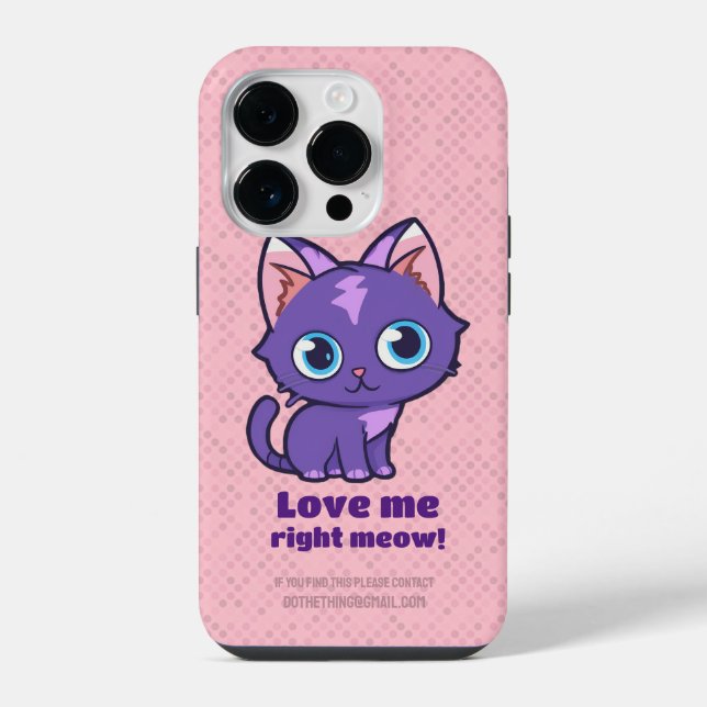 Coque iPhone Violet Anime Chat Vector Art Rose (Verso)