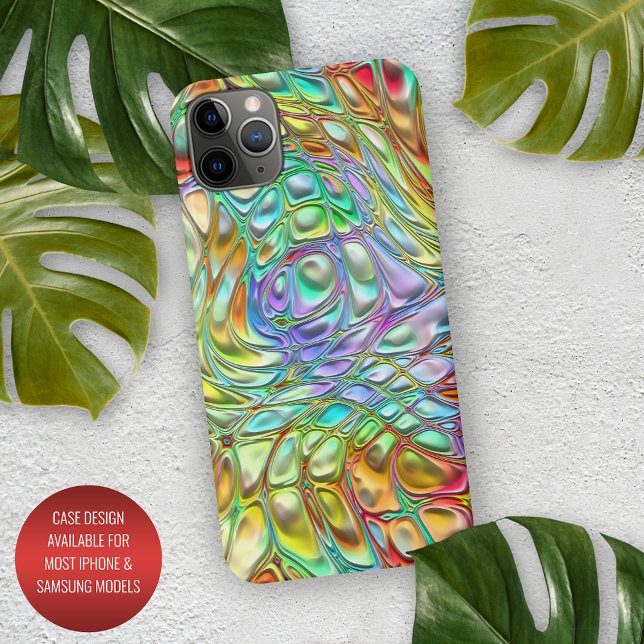 Coque iPhone Violet Aqua Turquoise Orange Rose Retro Swirls Art (Créateur téléchargé)