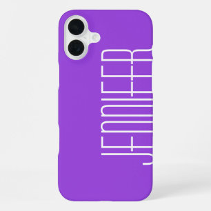 Coque iPhone 16 Plus Violet Coloré, Minimaliste avec Nom Géant
