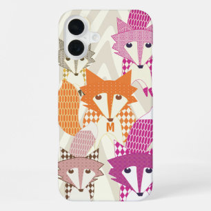 Coque iPhone 16 Plus Violet et corail Vintage Fox Art Red Retro