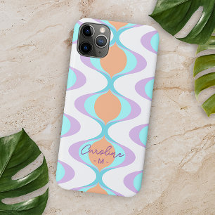 Coque iPhone 16 Pro Max Violet Orange Aqua Blue Motif Vagues Milieu du Siè