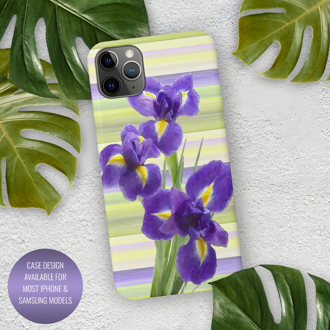 Coque iPhone Violet Violet Lilac Irises Aquarelle Peinture (Créateur téléchargé)