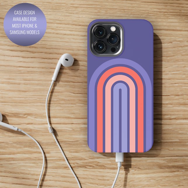 Coque iPhone Violet violet Pêcher Orange Lignes arrondies Motif (Créateur téléchargé)