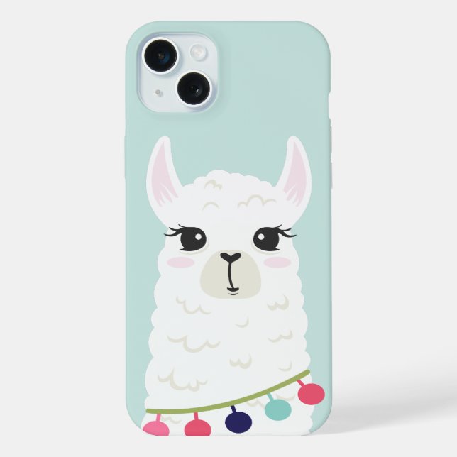 Coque iPhone Visage d'alpaca adorable (Verso)