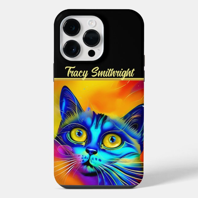 Coque iPhone visage de chat animal intelligence artificielle  (Verso)