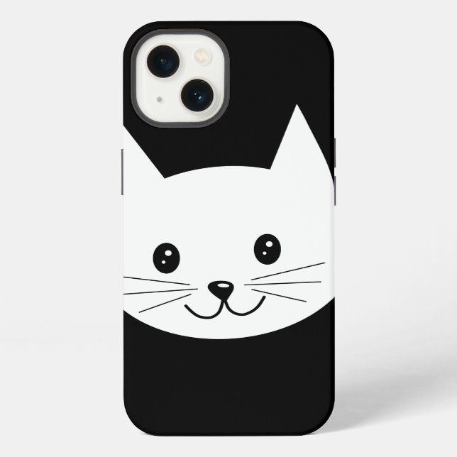 Coque iPhone Visage de chat mignon. (Verso)