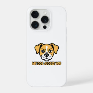 Coque iPhone 15 Pro Visage de Chien Judicieux Citation Drôle Sarcastiq