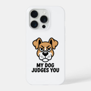 Coque iPhone 15 Pro Visage de Chien Jugeant Gras Citation Sarcasique